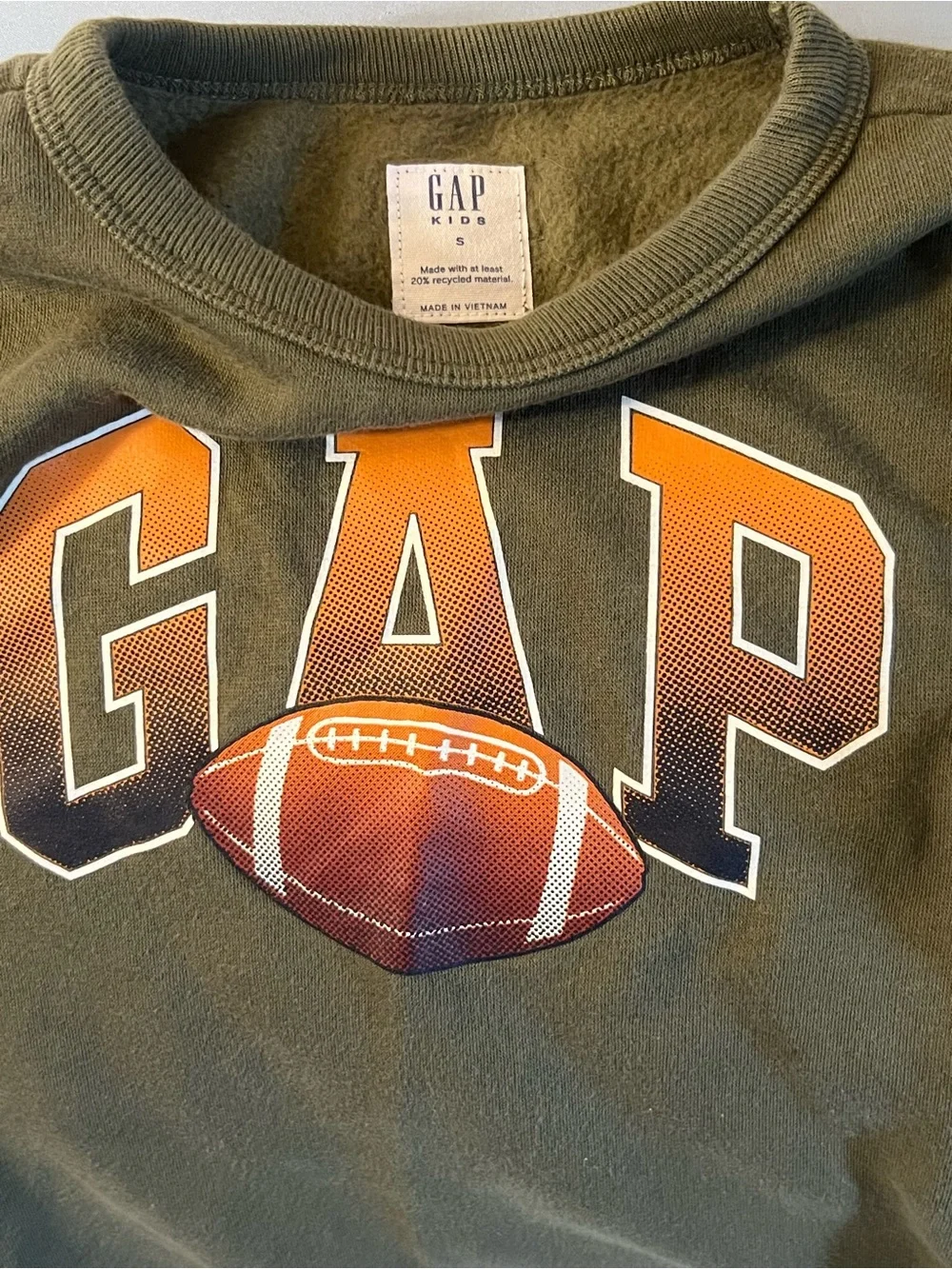 GAP Olive Green Kids Sweatpants & Sweatshirt Set with Football Logo